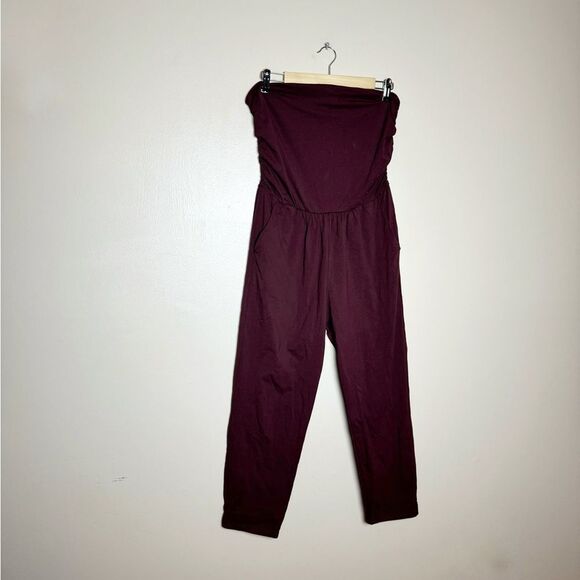 Burgundy BaeVely Strapless Jumpsuit Size L EUC - Picture 1 of 5